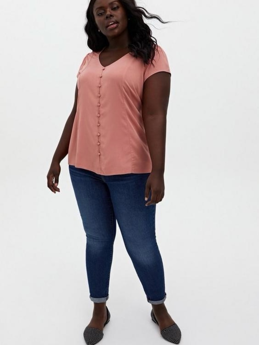 NWT Torrid ‘Stretch Challis Lace-Up Back Top’ in “Desert Sand” Size 1X